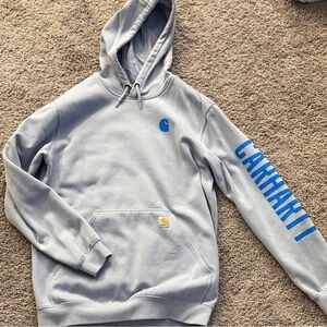 Carhartt Gray Hoodie with Blue and Yellow Details